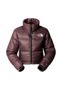 Giacca imbottita color bordeaux con collo alto, chiusura lampo e polsini elasticizzati. Presenta pannelli cuciti diagonalmente e logo sul petto.