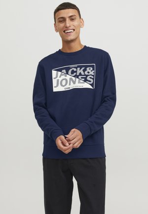 Jack & Jones LOGO - Felpa con cappuccio - dunkelblau/blu scuro
