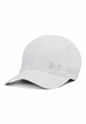 Casquette blanche en tissu léger, dotée d'une visière incurvée, de panneaux en mesh pour la respirabilité et d'un logo discret sur le côté.