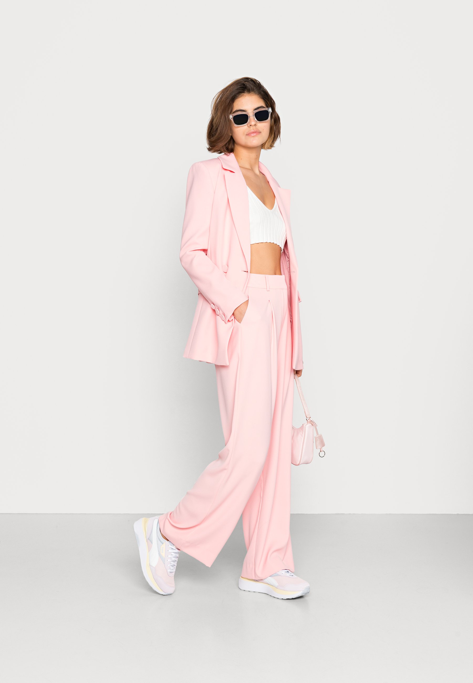 pink double breasted blazer