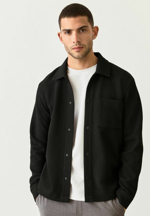 REGULAR FIT - DIAGONAL TEXTURE - Summer jacket - black