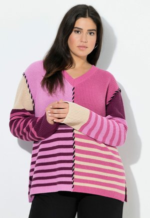 COLORBLOCKING V-AUSSCHNITT LANGARM - Trui - raspberry
