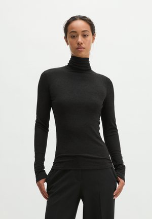 Marc O'Polo, T-SHIRT, LONGSLEEVE, HIGH NECK, RIB - Langarmshirt - coal grey melange