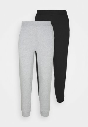 2PACK REGULAR FIT JOGGERS - Pantaloni sportivi - black/light grey