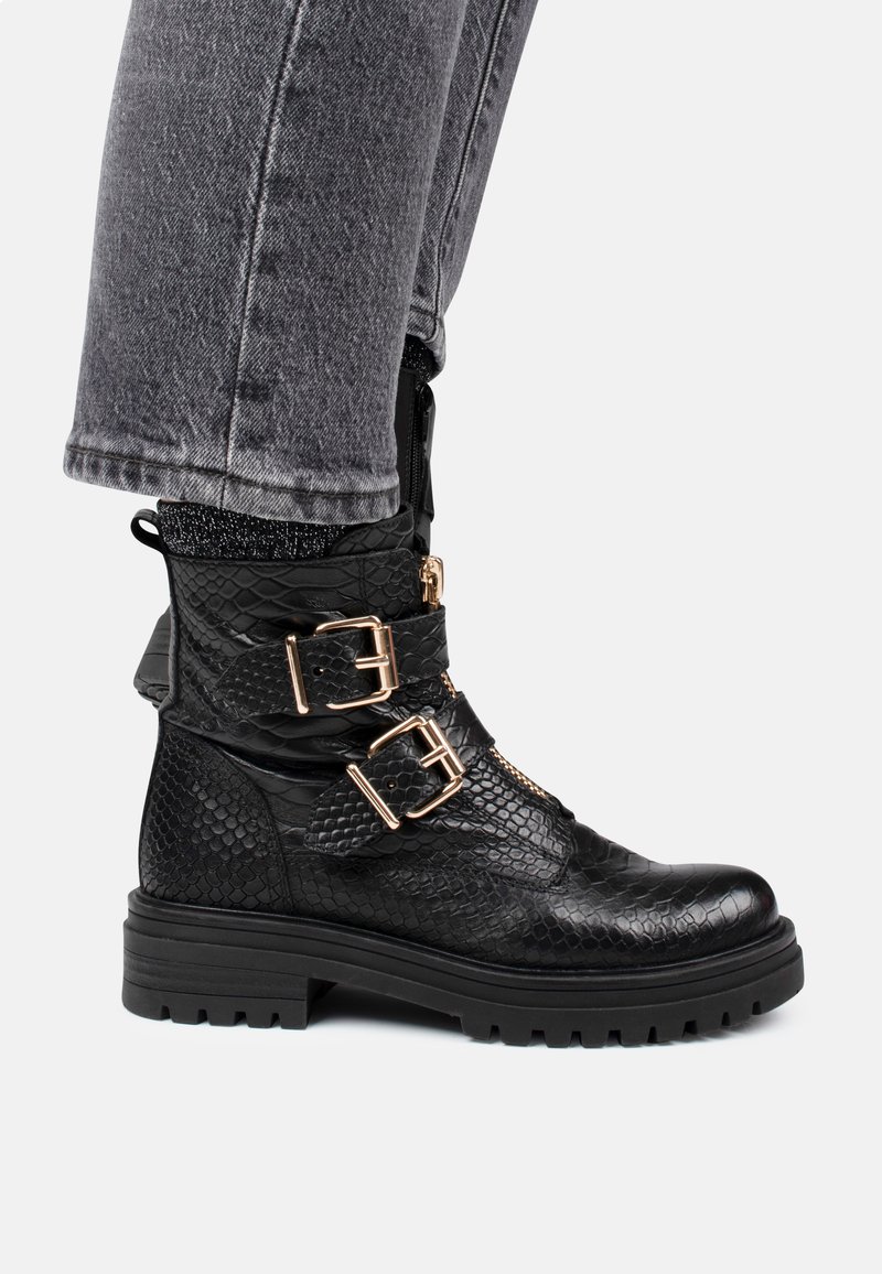 PS POELMAN - MONK - Cowboy-/Bikerlaarsjes - black with gold, Vergroten