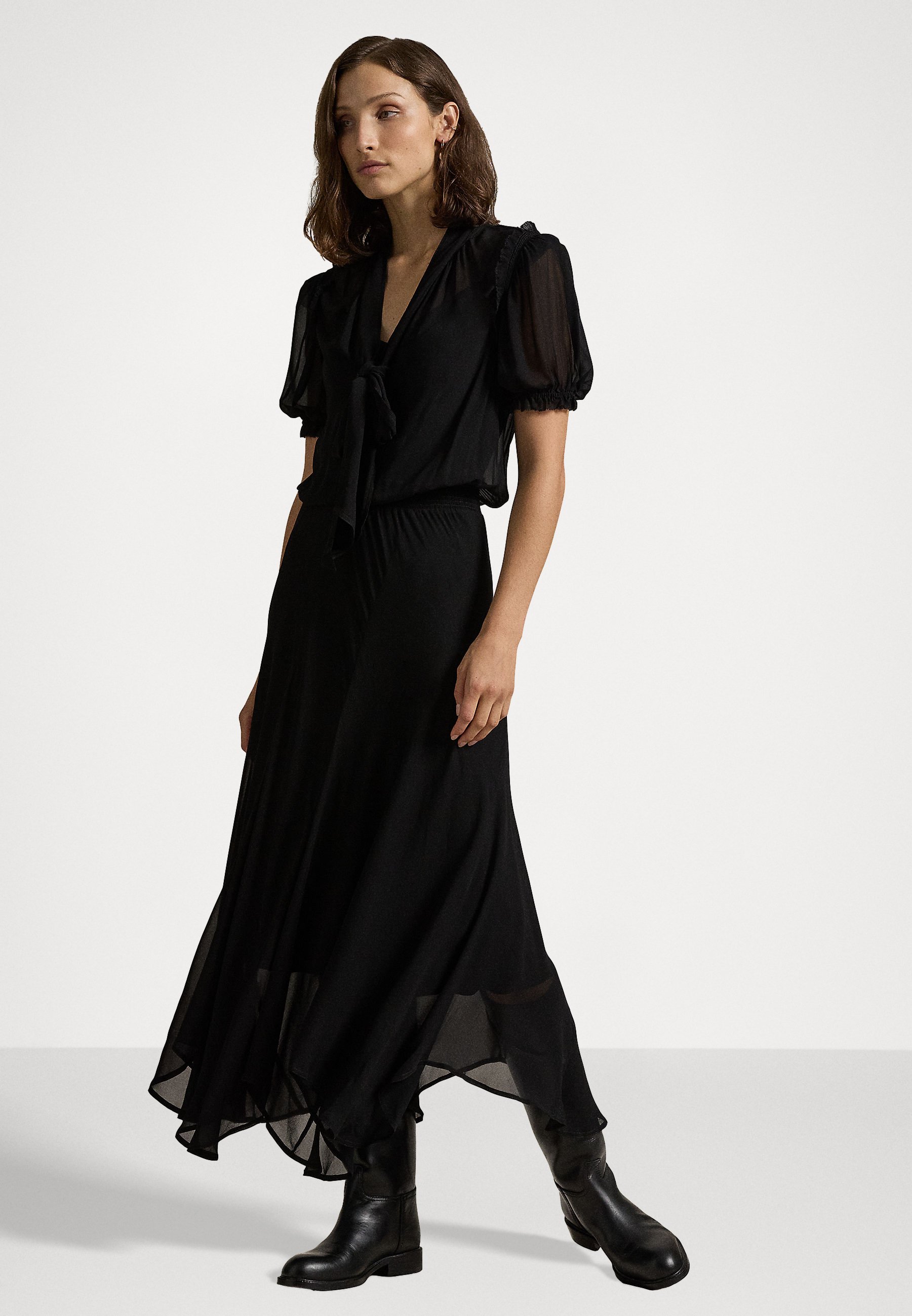 激安！Ralph Lauren 豪華ベルベット Velvet Tie-Neck Dress 黒 激安！Ralph Lauren 豪華ベルベット Velvet Tie-Neck Dress 黒