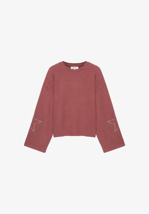 PULL&BEAR, LONG SLEEVE WITH STUDDED STAR - T-SHIRT - Maglietta a manica lunga - dark red