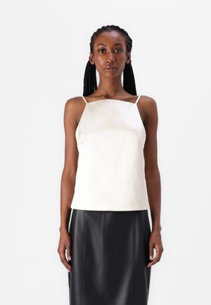 Satin Open-Back Apron Top - Débardeur - off white