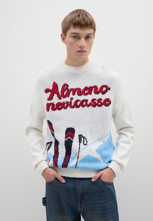 Pullover - white blue red