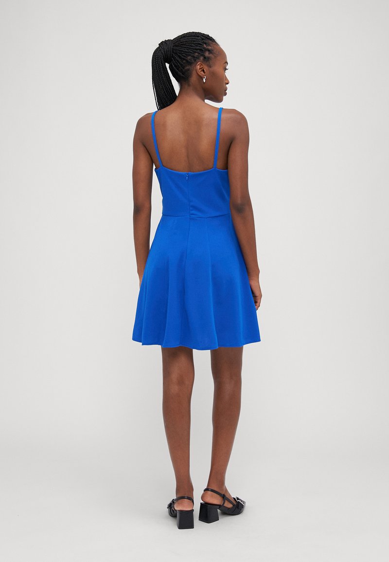 blue sleeveless skater dress Waverly Blue Floral Racer-Neck Sleeveless Skater Mini Dress  Club L London