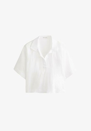OYSHO, OVERSIZE SHORT-SLEEVED LINEN - Blouse - white