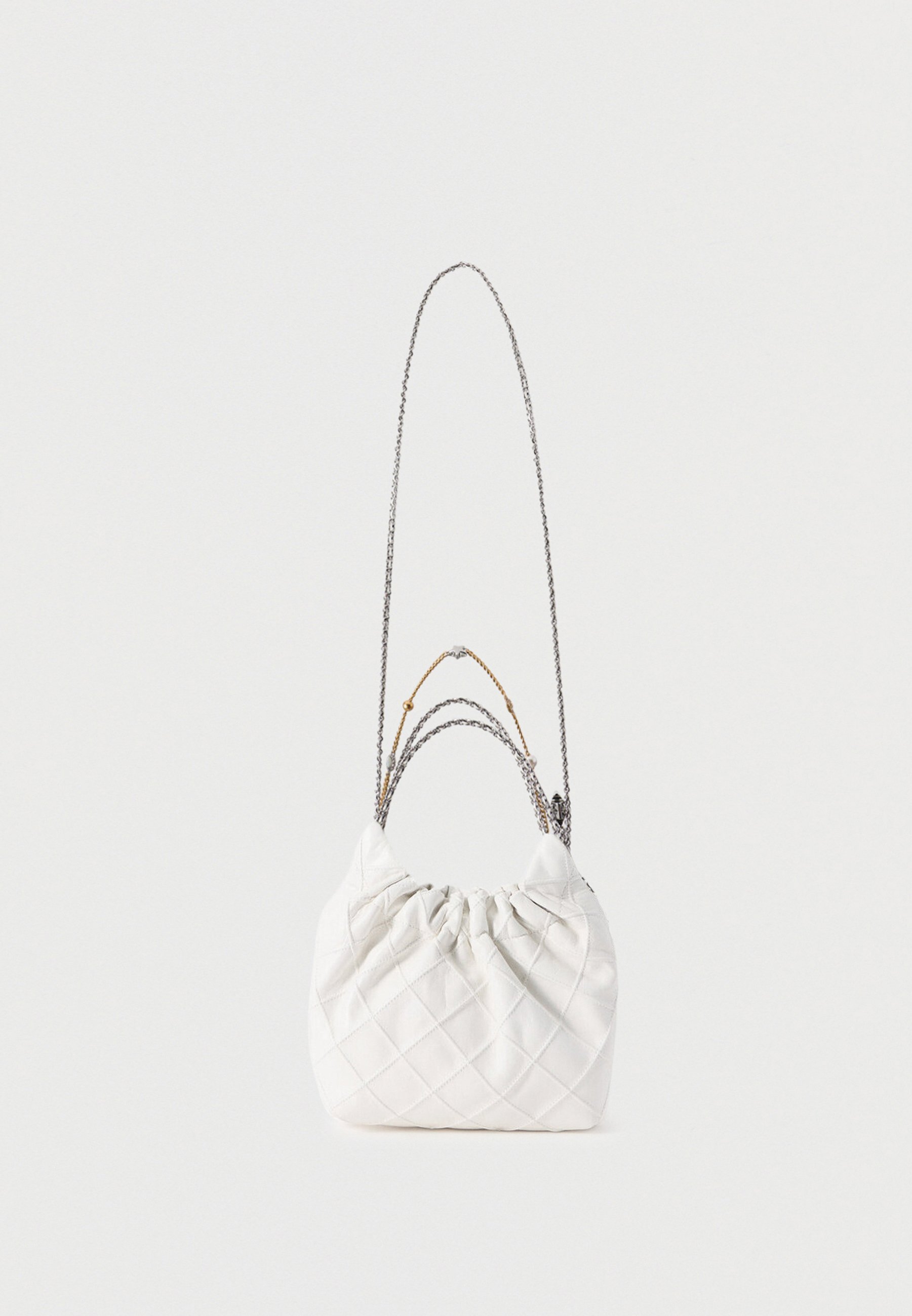 ひ*ち様 新品 TORY BURCH / ハウエルコ―ト WH/BL 23.5 Tory Burch FLEMING DISTRESSED MINI HOBO - Handbag - blanc/white