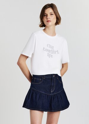 GONNA-CON FRILL - Gonna a campana - blu denim scuro
