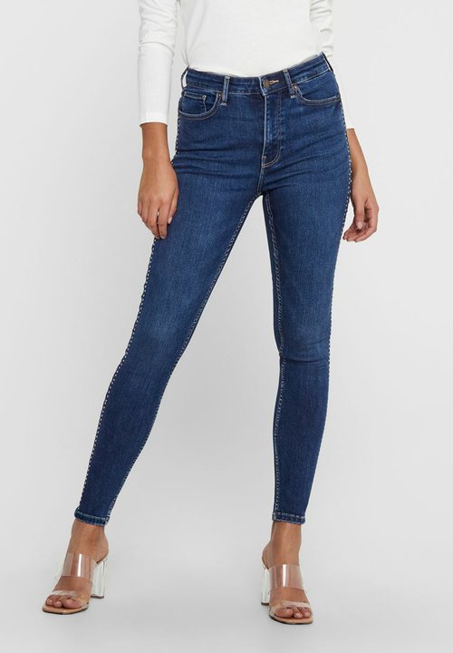 ONLY Damesjeans Kendell Slim Leg Destroyed, donkerblauw (dark blue denim), 28