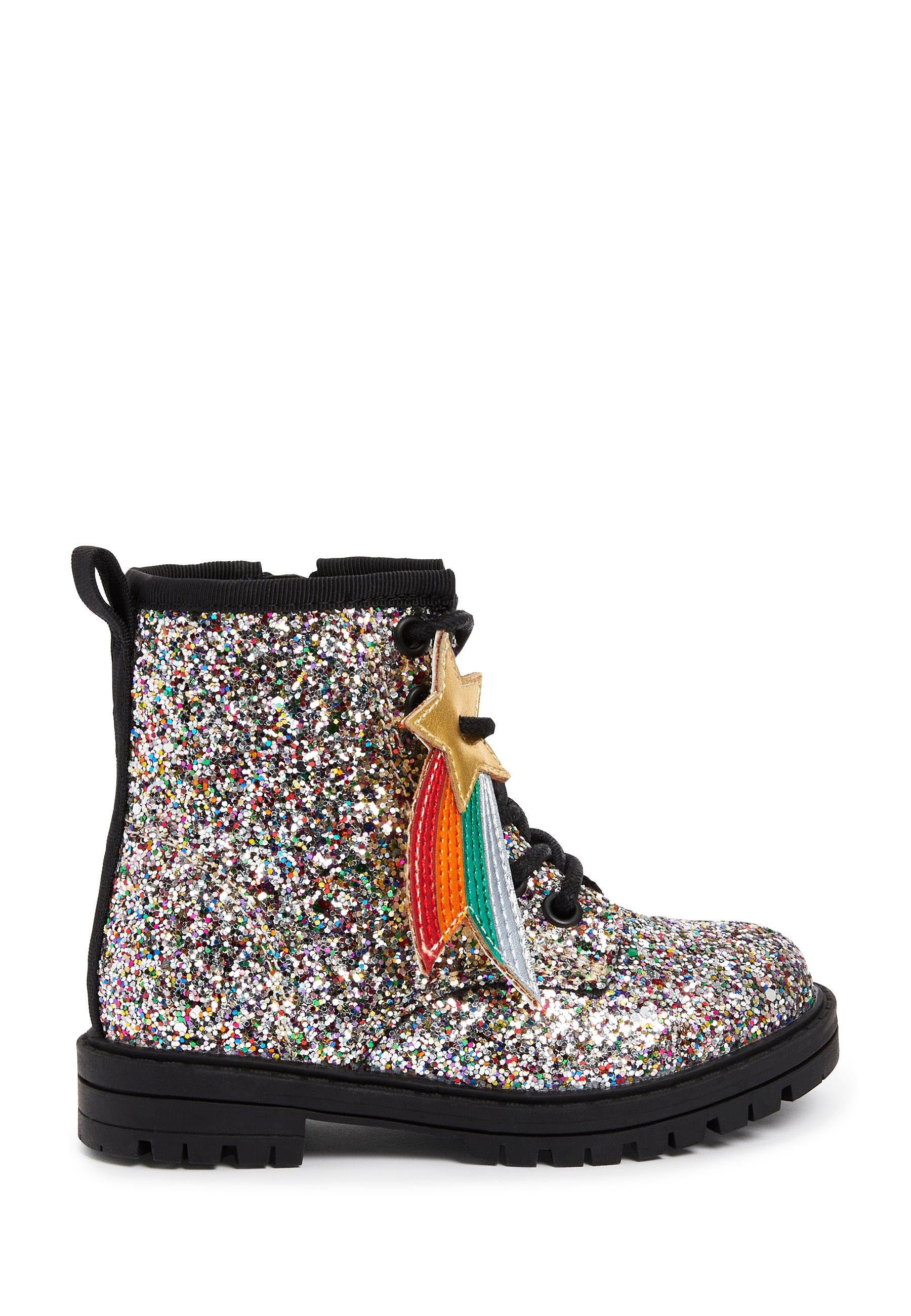 ankle boots - silver rainbow glitter 