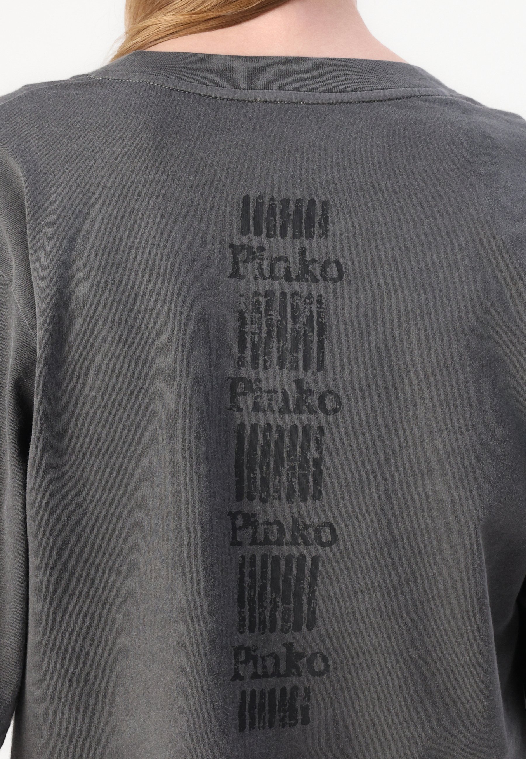 売れ筋商品|||ピンコ Tシャツ レディース トップス SUEZ CON BANDA LOGATA - Print T-shirt - grey/dark seagull Pinko SUEZ CON BANDA LOGATA - Print T-shirt - grey/dark