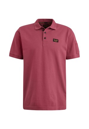 Polo majica kratkih rukava u burgundy pamuku, s klasičnim ovratnikom, tri dugmeta na prednjem dijelu i malim logom pri srcu.