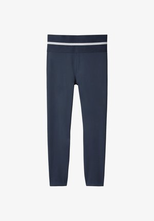 Leggings bleu marine longueur complète avec une large ceinture et une bande réfléchissante près du haut pour une meilleure visibilité.