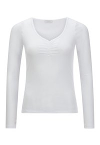 Rich & Royal MIT GESMOKTEM V-NECK - Langarmshirt - white