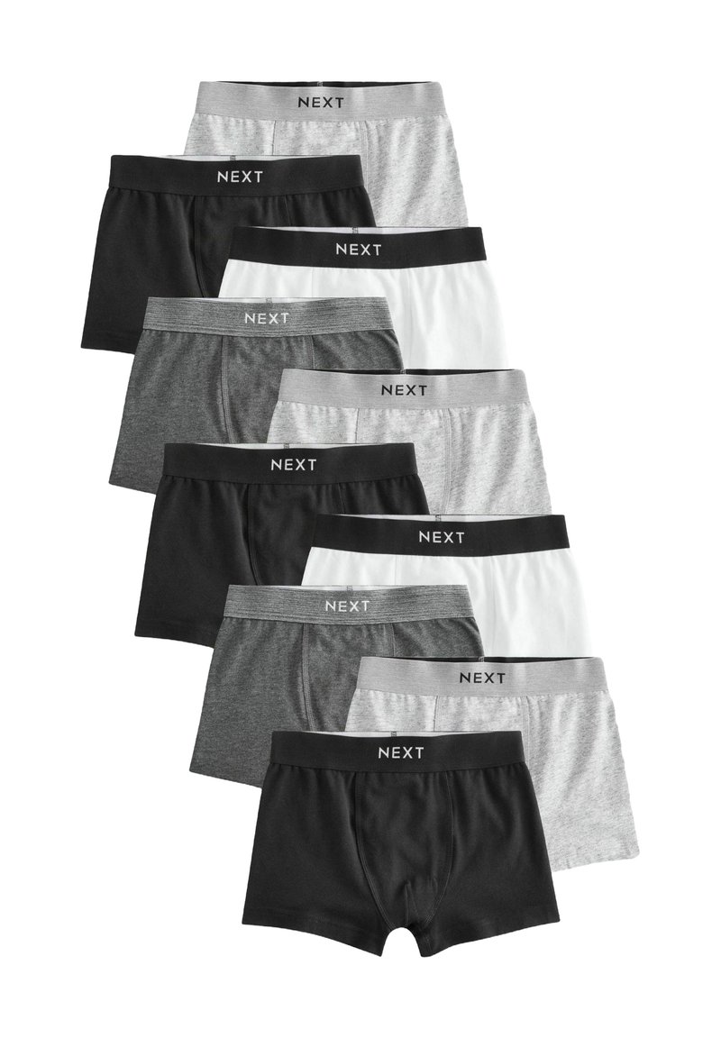 Multipack af boxershortser i sort, grå og hvid. Har elastiske taljer med "NEXT" branding. Blødt stof, varierede farver og stilarter.