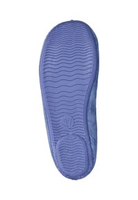 Paarse rubberen zool met een gestructureerd golfpatroon; de bovenkant heeft een zacht materiaal en vertoont een gladde en gebogen vorm. Maat 37.