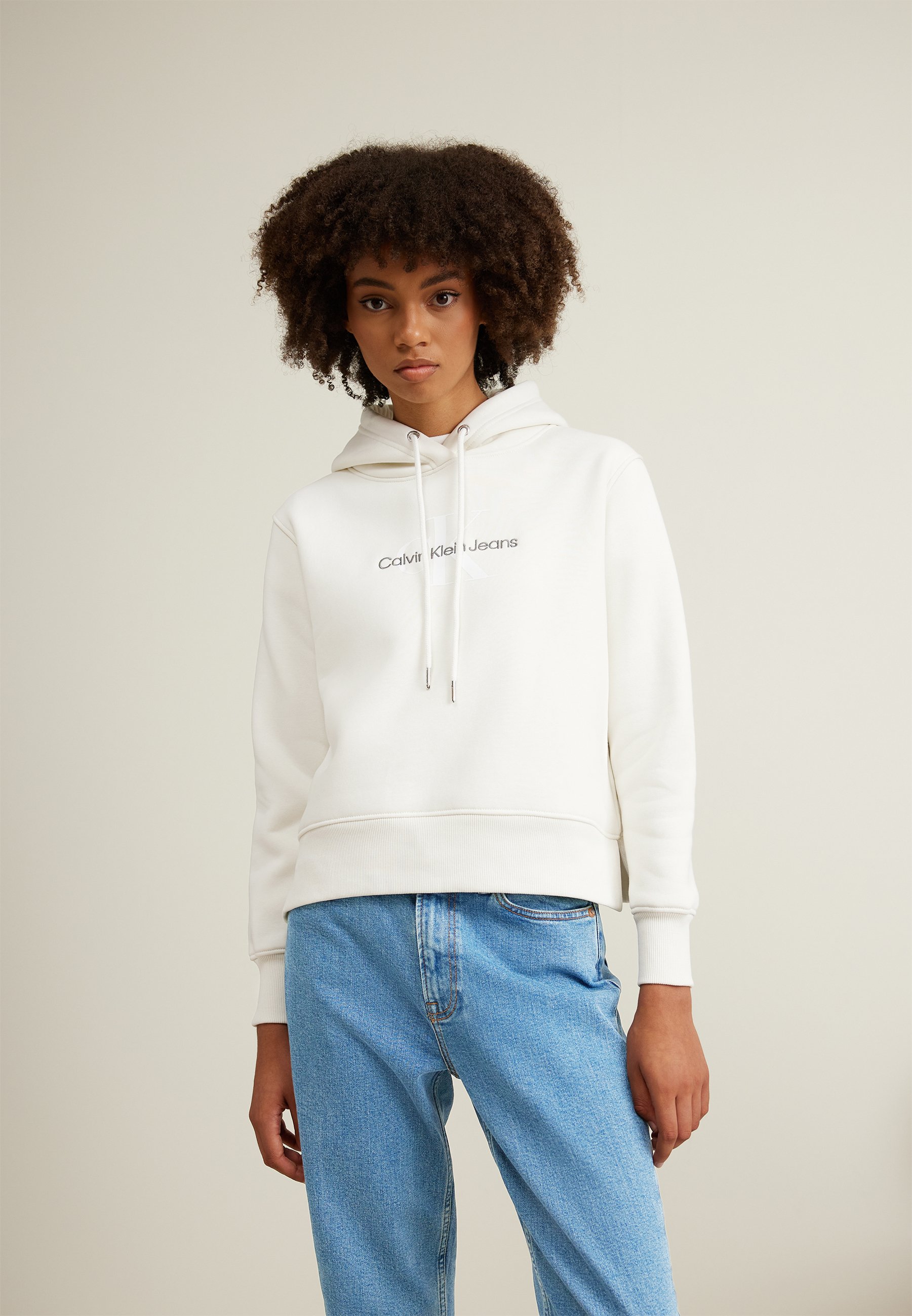 Calvin Klein Jeans ARCHIVAL MONOLOGO HOODIE - Sweatshirt - ivory/off-white  - Zalando.co.uk