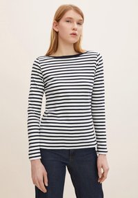 TOM TAILOR DENIM Pikkade varrukatega topp - navy/white