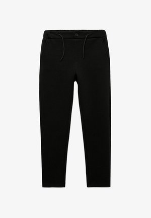 Sorte sweatpants med snøre i taljen, forlommer og en blød tekstur. Designet er taperet ved anklen for en strømlinet pasform.