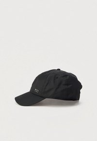 Black nylon baseball cap with curved brim and small "BOSS" logo on front left side, shown against a plain light background.