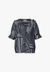 SHORT-SLEEVE BLOUSE WITH SPLIT NECK AND PRINT - Blouse - darkest blue