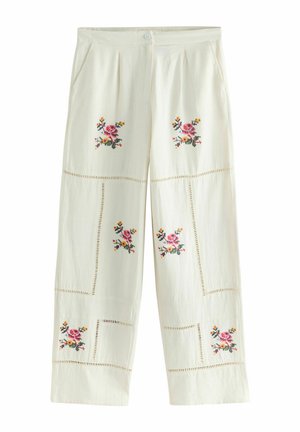 Next EMBROIDERED WIDE LEG - Kelnės - white
