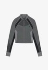 SUPER HIGH NECK FULL ZIP SEAMLESS TOP WITH CONTRAST PANELLING - Trainingsvest - mottled dark grey
