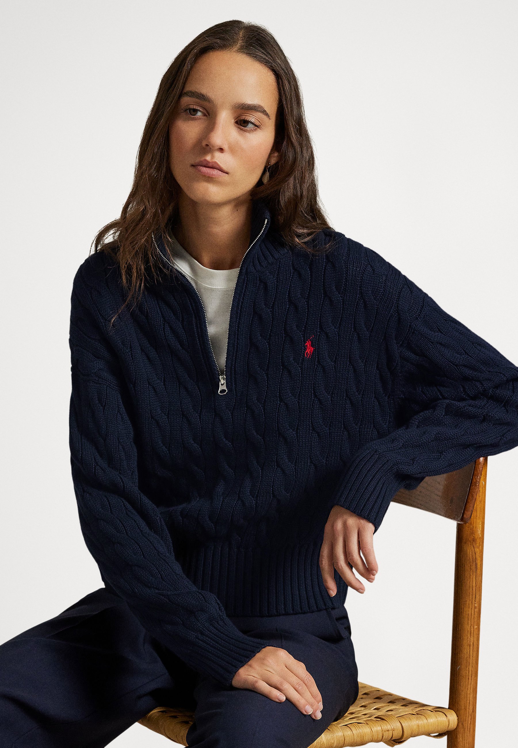 Polo Ralph Lauren CABLE-KNIT COTTON QUARTER-ZIP SWEATER - Jumper