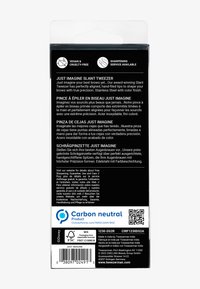 Schrägpinzette aus Edelstahl mit farbiger Beschichtung. Verfügt über perfekt ausgerichtete, von Hand gefeilte Spitzen für präzises Formen der Augenbrauen.