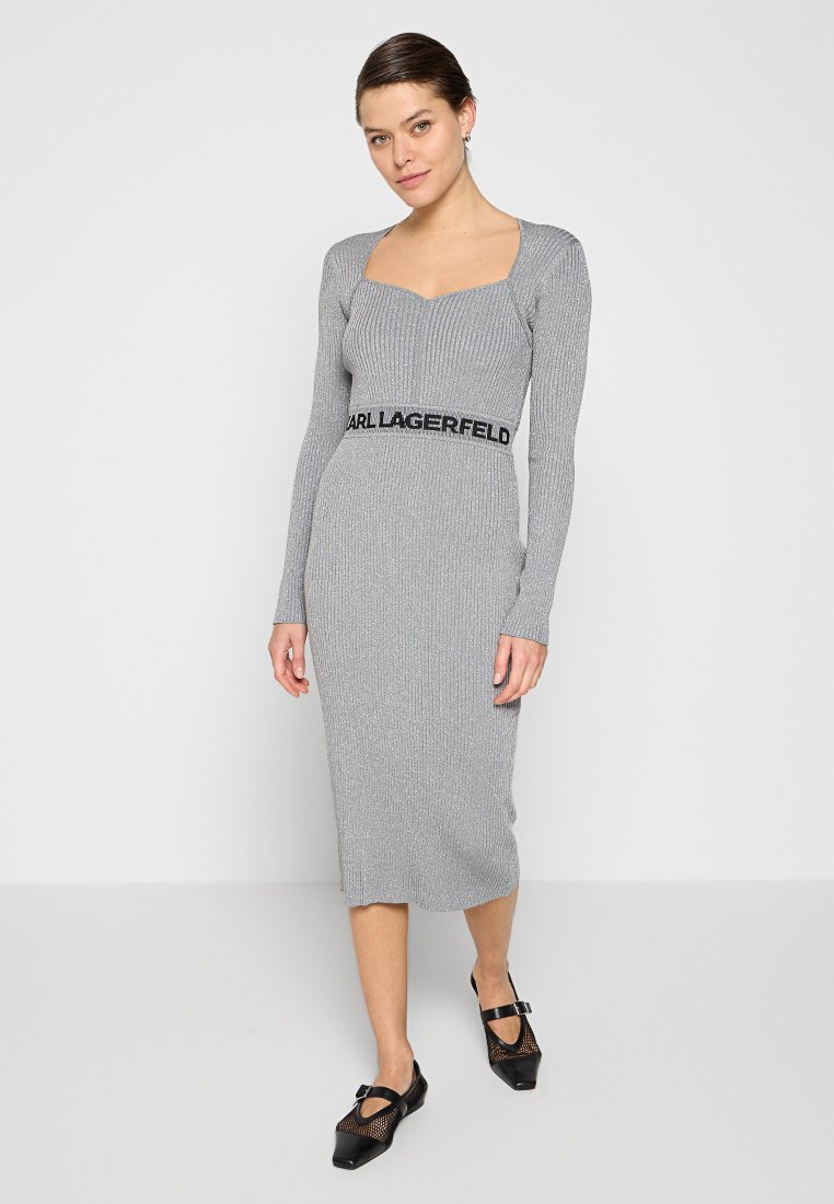 Karl Lagerfeld Gebreide jurk lichtgrijs