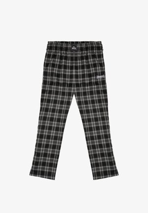 Pamučne pidžama hlače crno-bijele karirane, s elastičnim pojasom i logotipom Lonsdale na prednjem dijelu bedra, ravno položene.