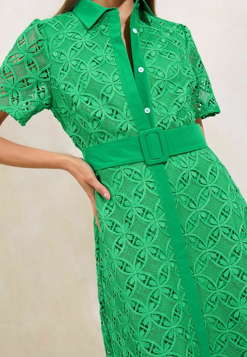 Lipsy REGULAR FIT - PREMIUM LACE BELTED - Shirt dress - green - Zalando Lipsy REGULAR FIT - PREMIUM LACE BELTED - Shirt dress - green - Zalando