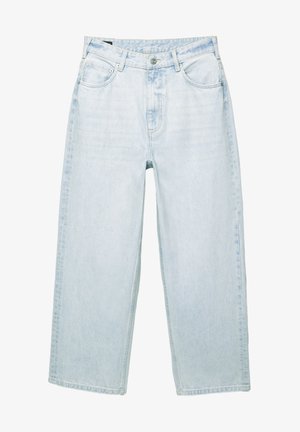 Light blue denim jeans with a loose fit, featuring five pockets, a zip fly, and visible stitching. The fabric has a soft texture.