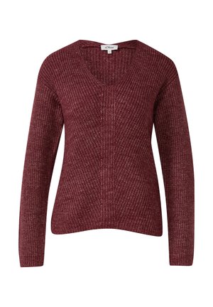 Burgundy neule V-pääntiellä, pitkähiha, joustava pinta, koko 36, merkki s.Oliver.