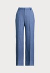 LINEN COTTON TWILL WIDE LEG TROUSER - Nohavice - blue