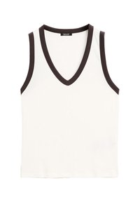 RIBBED V-NECK WITH THICK STRAPS - Jednoduché tričko - white