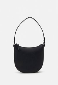 Mustast nahast ümarate vormidega õlakott, millel on perforatsioonid ja lukuga sulgur. Reguleeritav rihm mitmekülgseks kandmiseks.