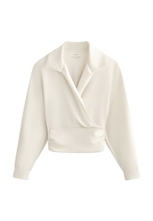 WRAP POLO NECK WITH SOFT-TOUCH MODAL  - Športni pulover - white