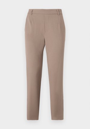 Kohvioodiga slim fit püksid, millel on lame esiosa, vöödesid ja kaks külgtaskut; valmistatud siledast, kergest kangast.