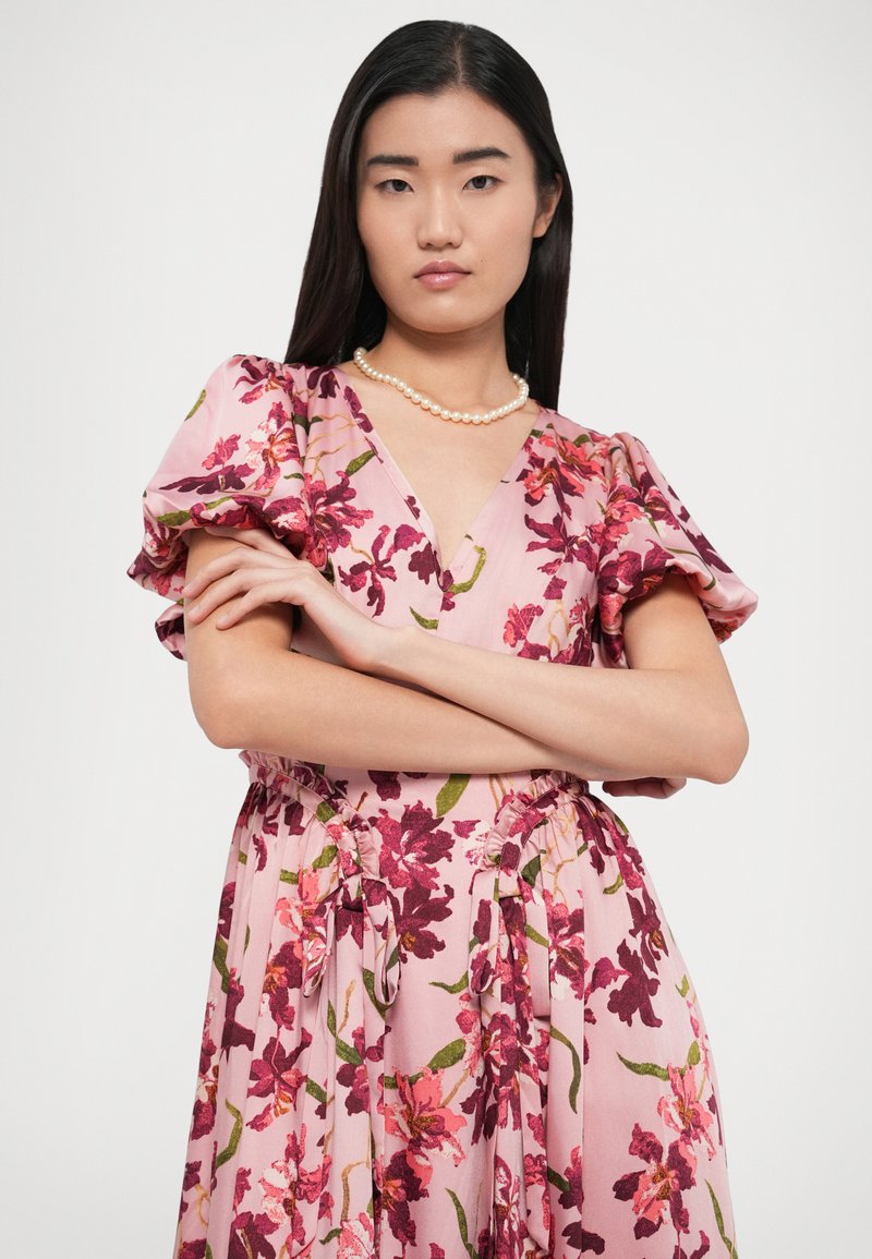strapless open back dress CINQ A SEPT Floral Dress in Blush