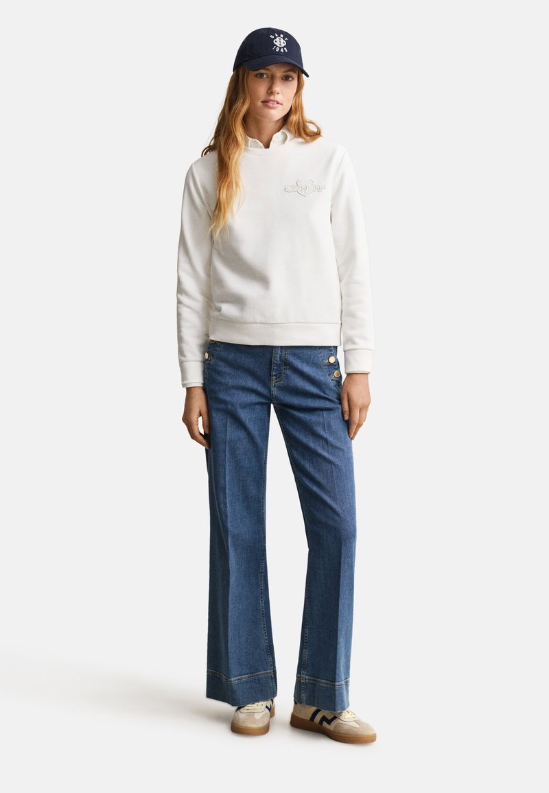 GANT TONAL SHIELD C NECK - Mikina - eggshell
