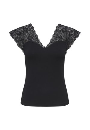 ONLY, ONLLUNI S/L TOP WITH LACE DETAIL CS JRS - Débardeur - black