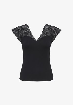 ONLY, ONLLUNI S/L TOP WITH LACE DETAIL CS JRS - Débardeur - black