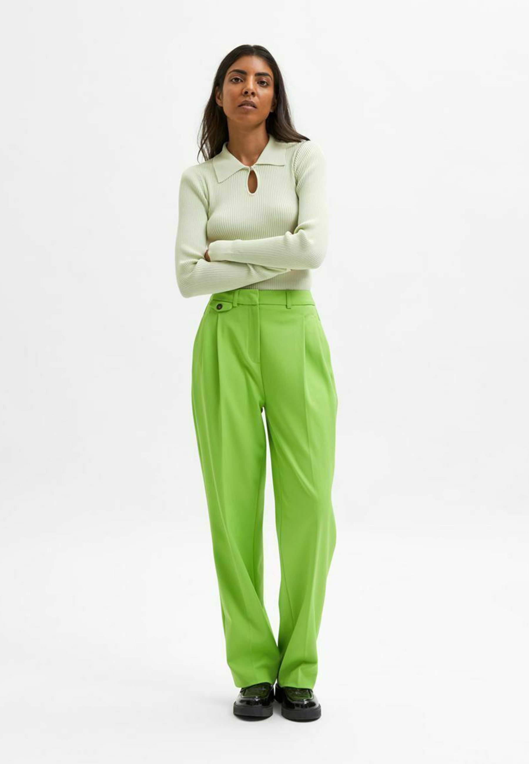 Selected Femme FORMELLE - Broek - greenery/Groen - Zalando.nl