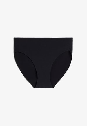 Slips de algodón negro elástico con una textura suave, diseño de cobertura completa y sin costuras visibles. Ideales para la comodidad y el uso diario.